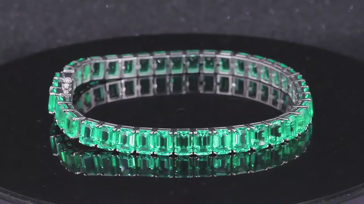 5x7mm, 17.5ctw Lab-Grown Colombian Emerald Tennis Bracelet in 14K White Gold