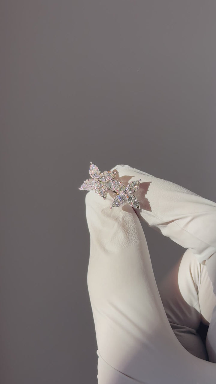 Customized™ 0.90ctw Flower Diamond Earrings in 14K Solid White/Rose Gold