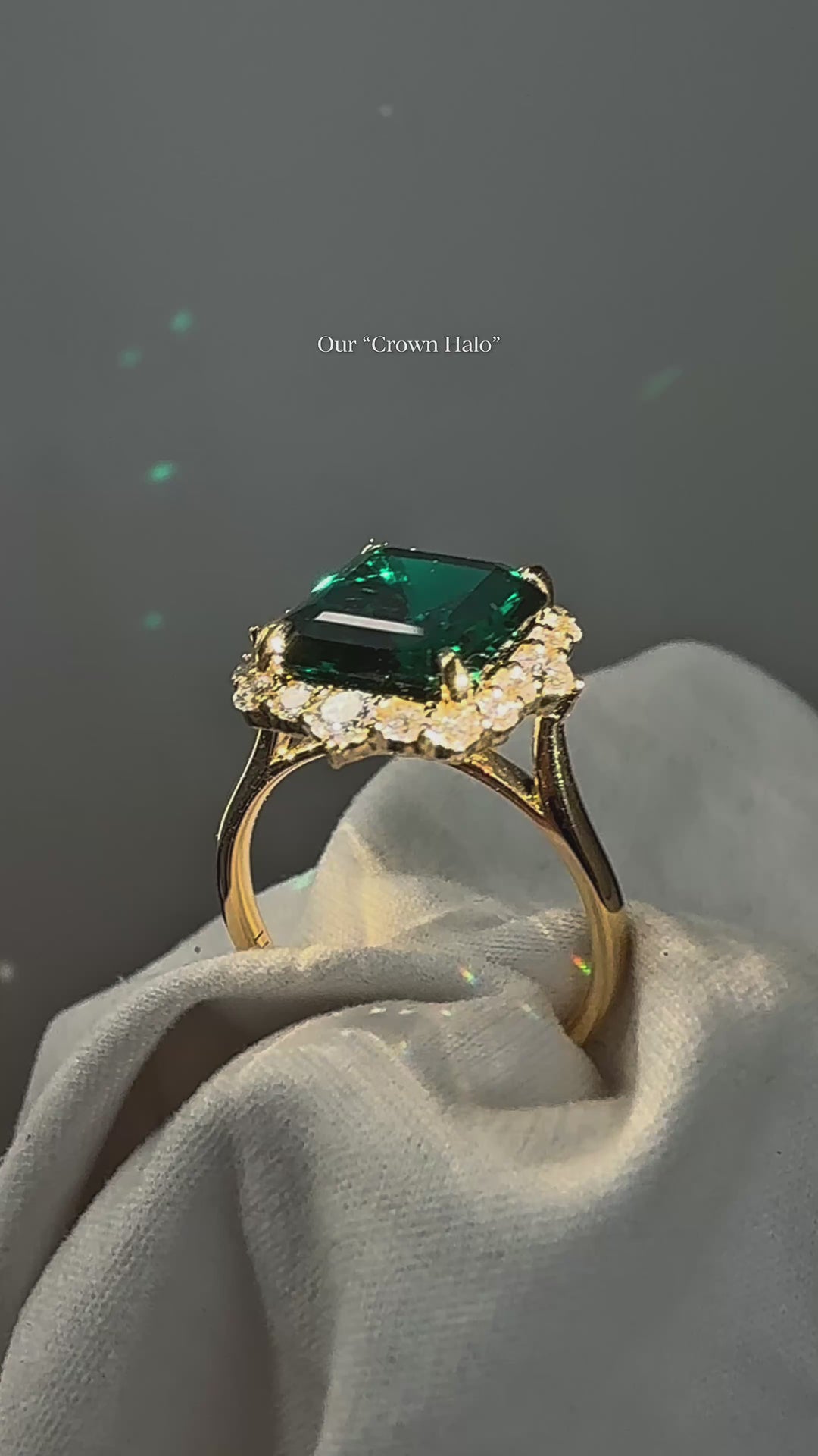 The Crown Halo — Diamond Halo Emerald Ring
