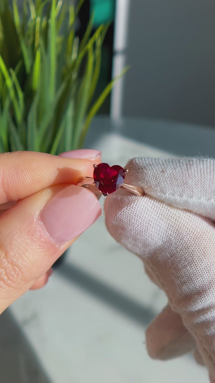 Customized™ 2.50ct Heart Ruby Ring in "Heart" Setting in Rose Gold
