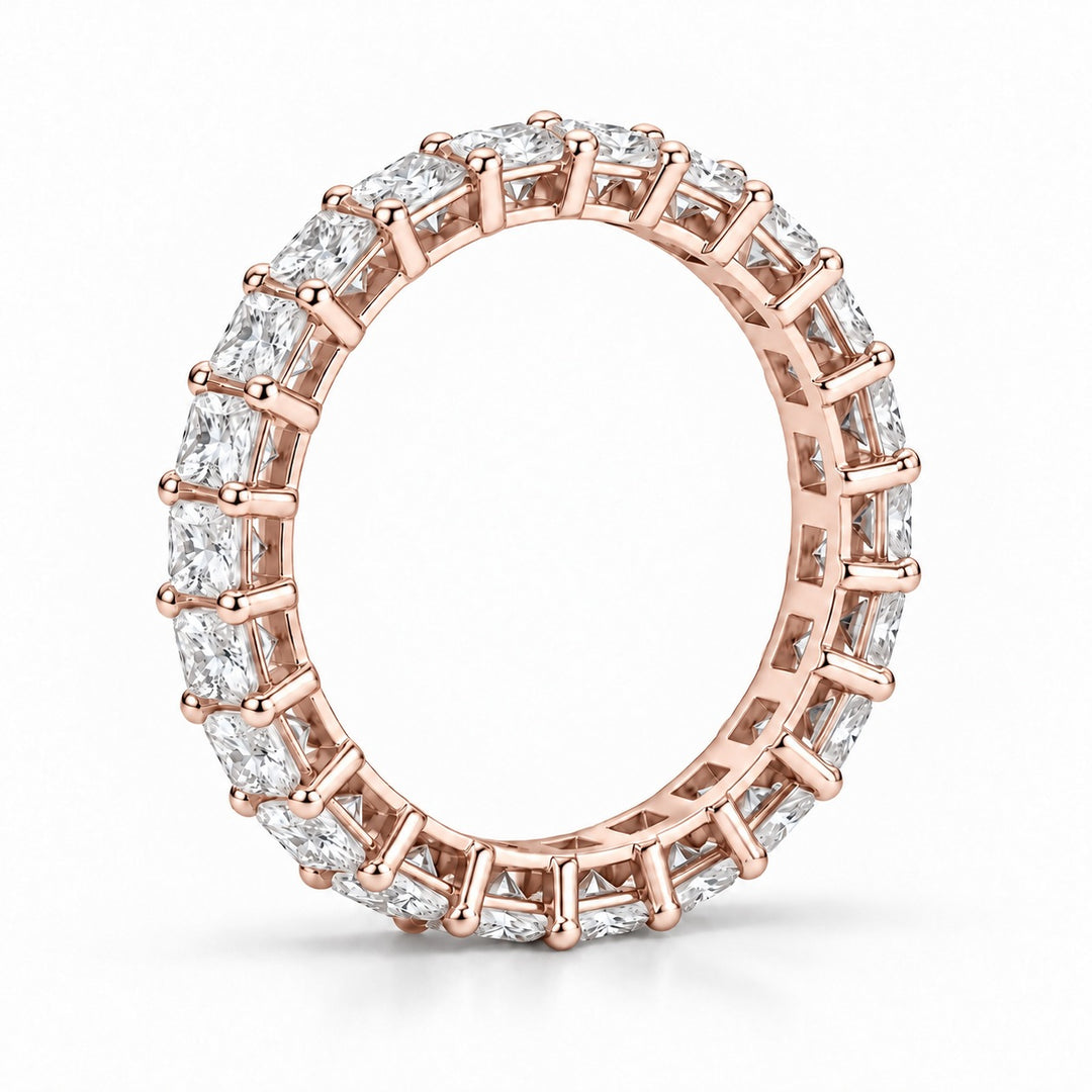 Princess lab-grown diamond eternity band, 2.5mm, 14K rose gold, side profile