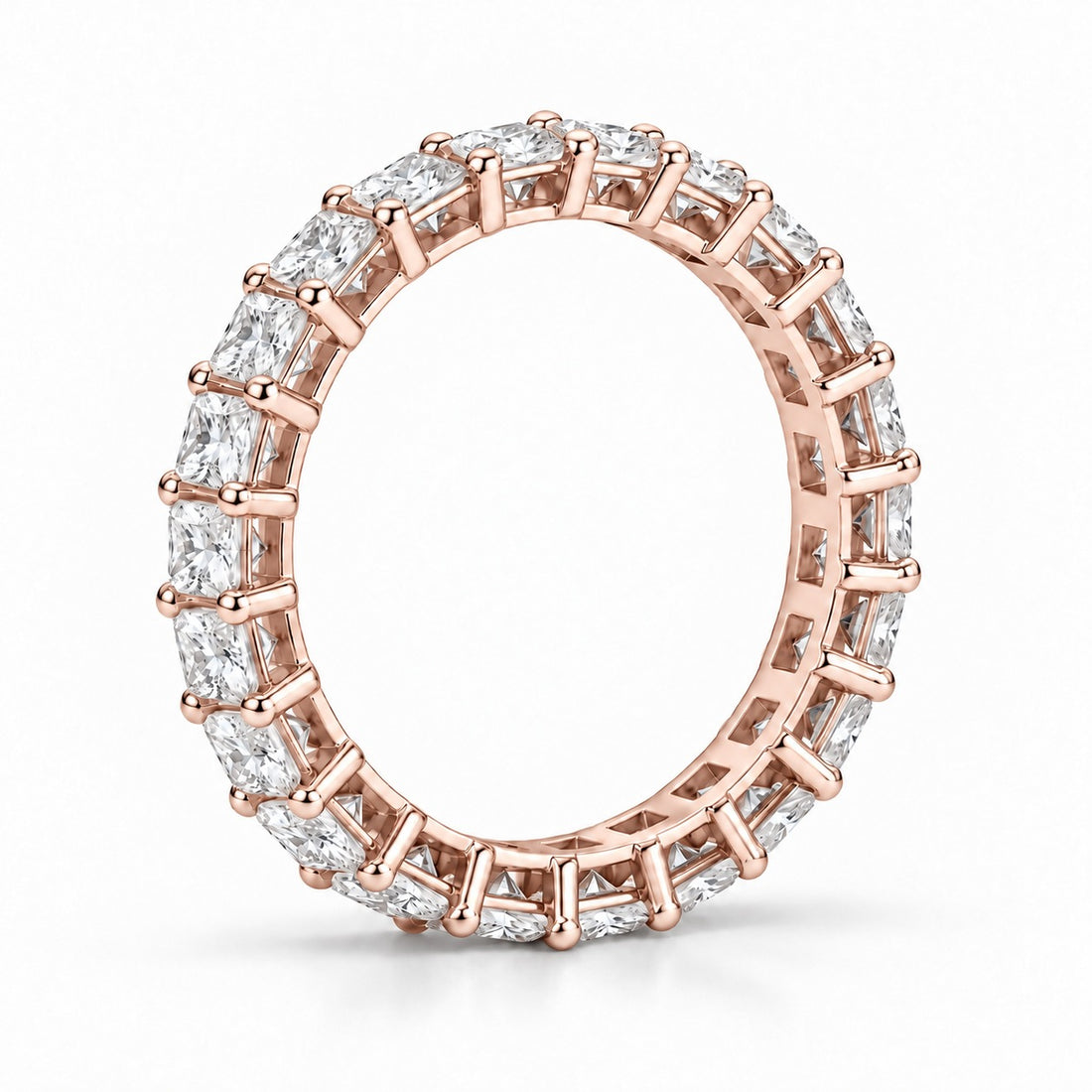 Princess lab-grown diamond eternity band, 2.5mm, 14K rose gold, side profile