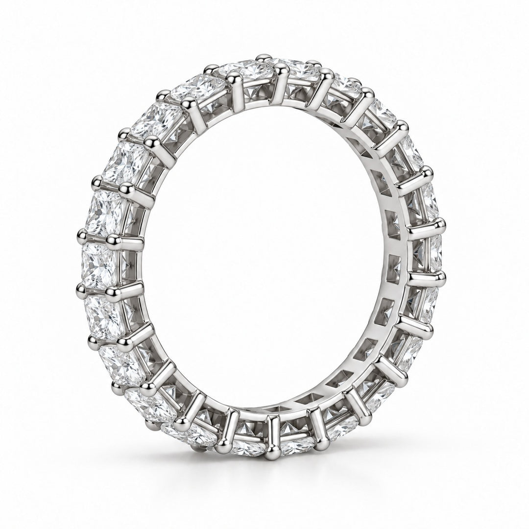 Princess lab-grown diamond eternity band, 2.5mm, 14K white gold, side profile