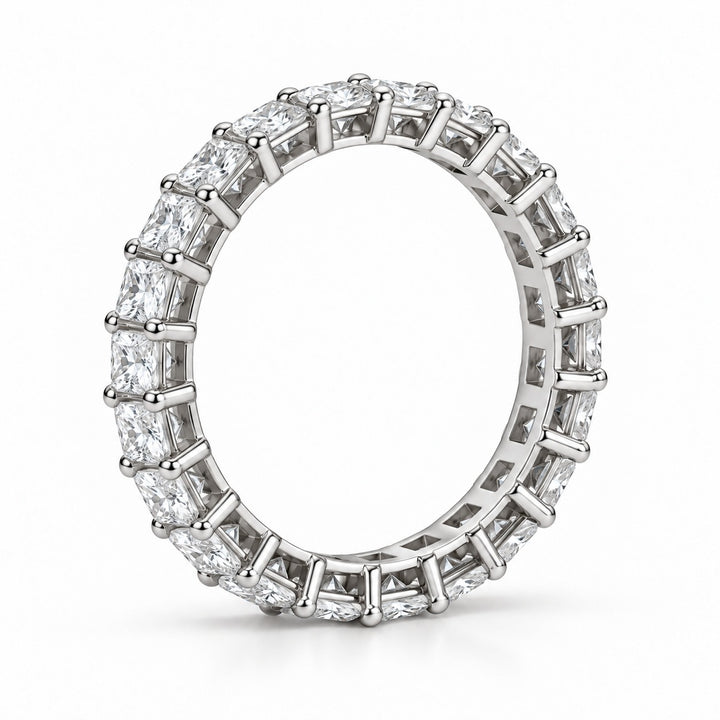 Princess lab-grown diamond eternity band, 2.5mm, 14K white gold, side profile