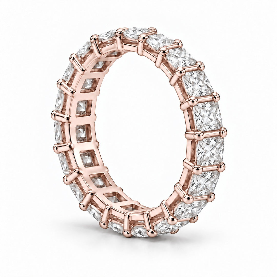 Princess lab-grown diamond eternity band, 3.0mm, 14K rose gold, side profile