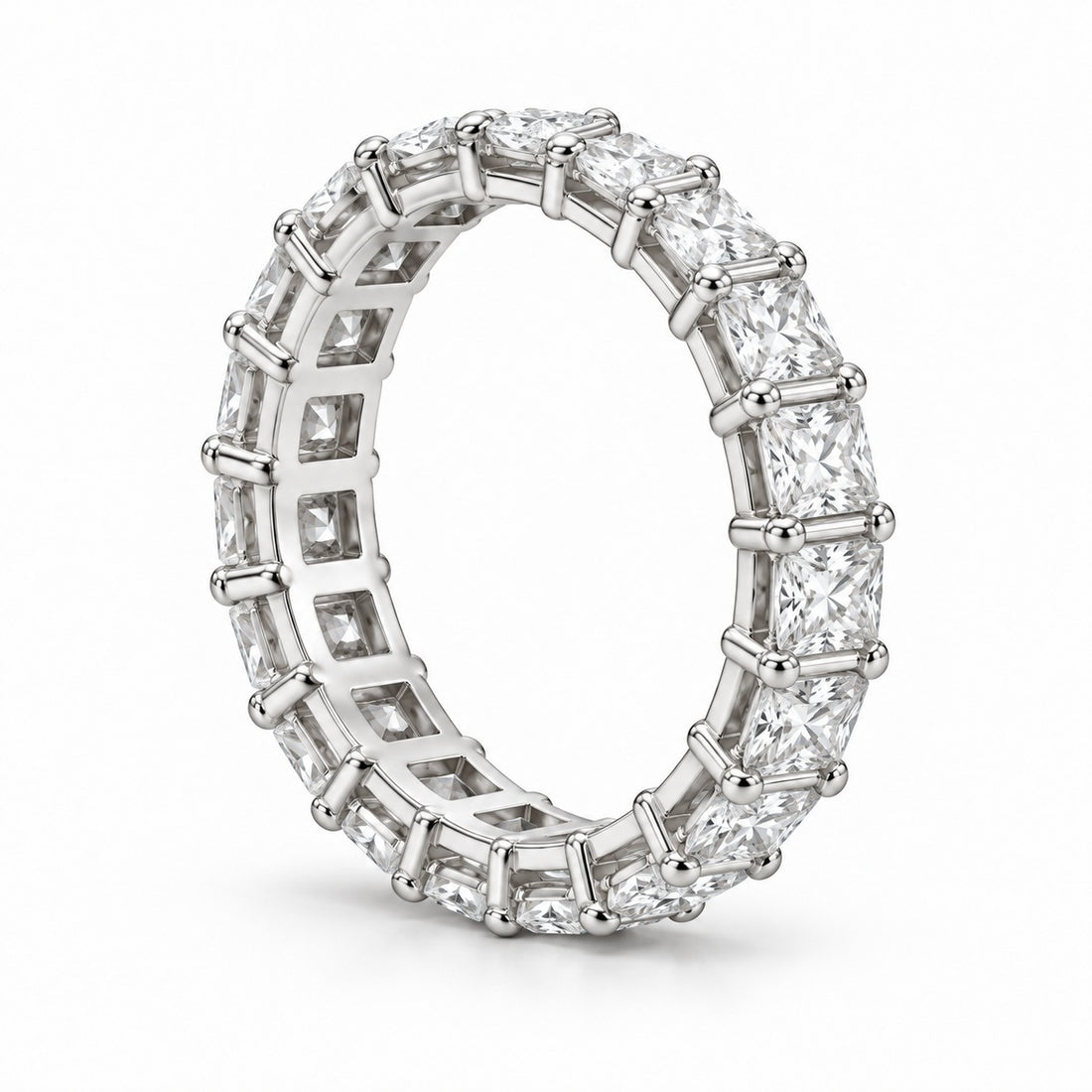 Princess lab-grown diamond eternity band, 3.0mm, 14K white gold, side profile