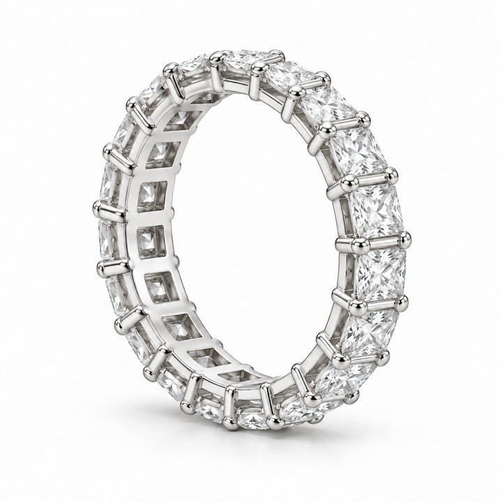 Princess lab-grown diamond eternity band, 3.0mm, 14K white gold, side profile