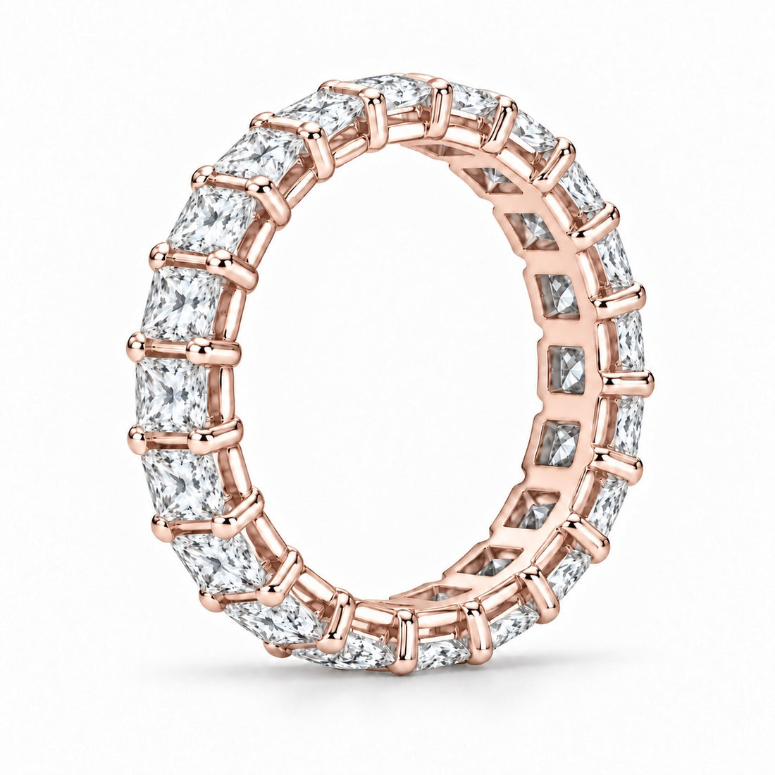 Princess lab-grown diamond eternity band, 3.5mm, 14K rose gold, side profile