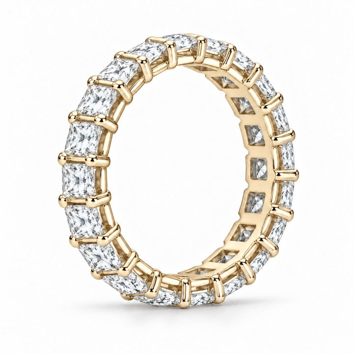 Princess lab-grown diamond eternity band, 3.5mm, 14K yellow gold, side profile