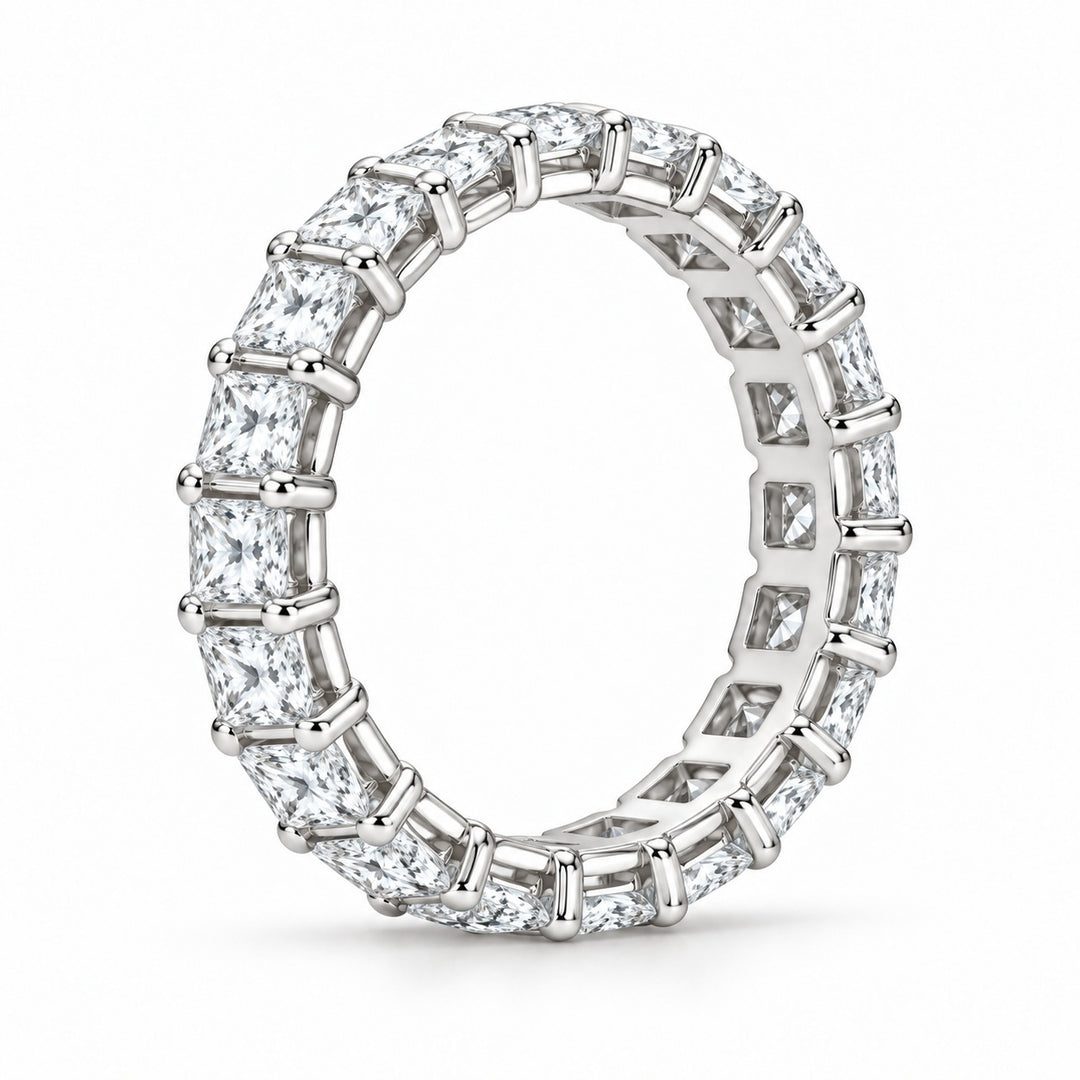 Princess lab-grown diamond eternity band, 3.5mm, 14K white gold, side profile