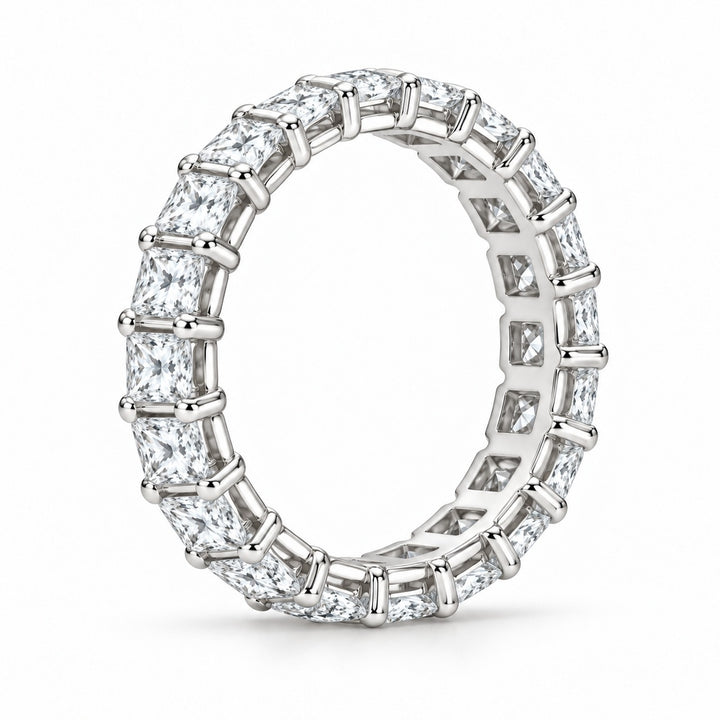 Princess lab-grown diamond eternity band, 3.5mm, 14K white gold, side profile