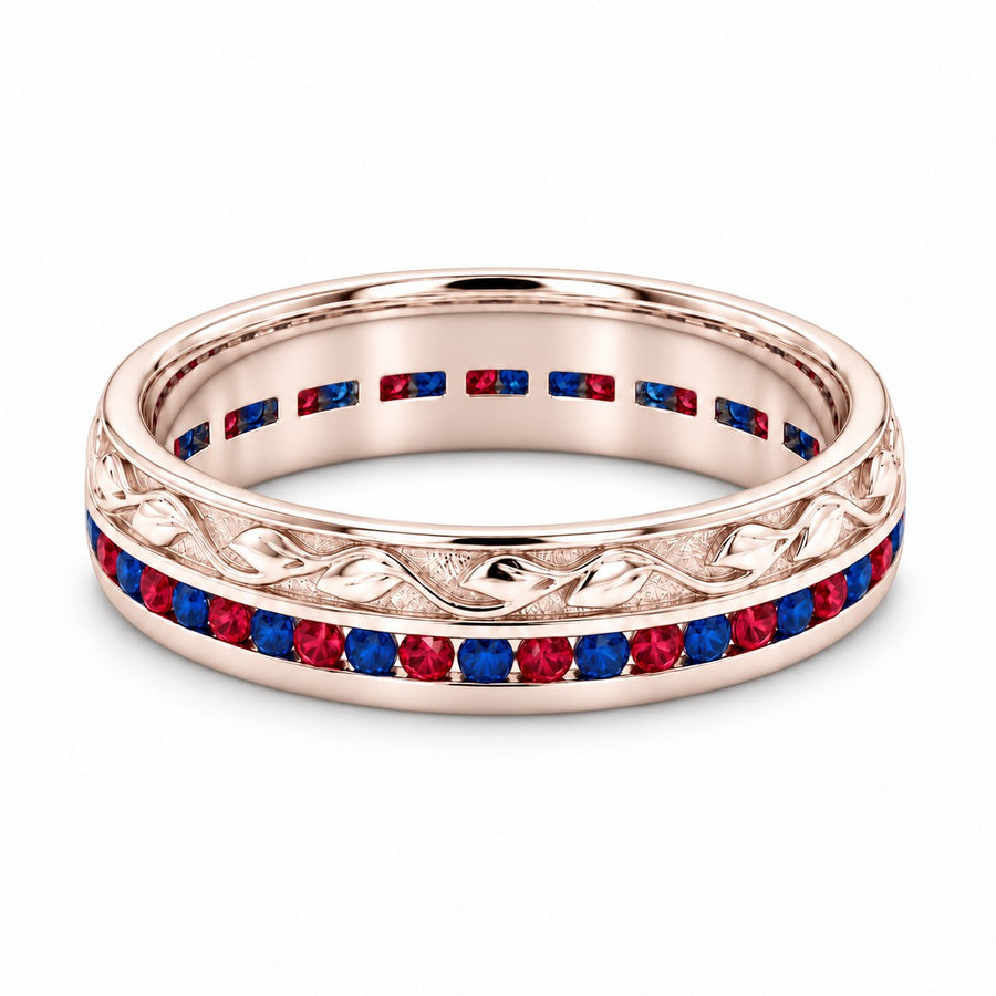 "Ruby & Sapphire" Channel-Set Wedding Band, 5mm