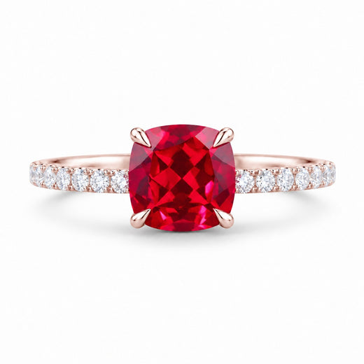 The Lucienne — Square Ruby Diamond Band Ring