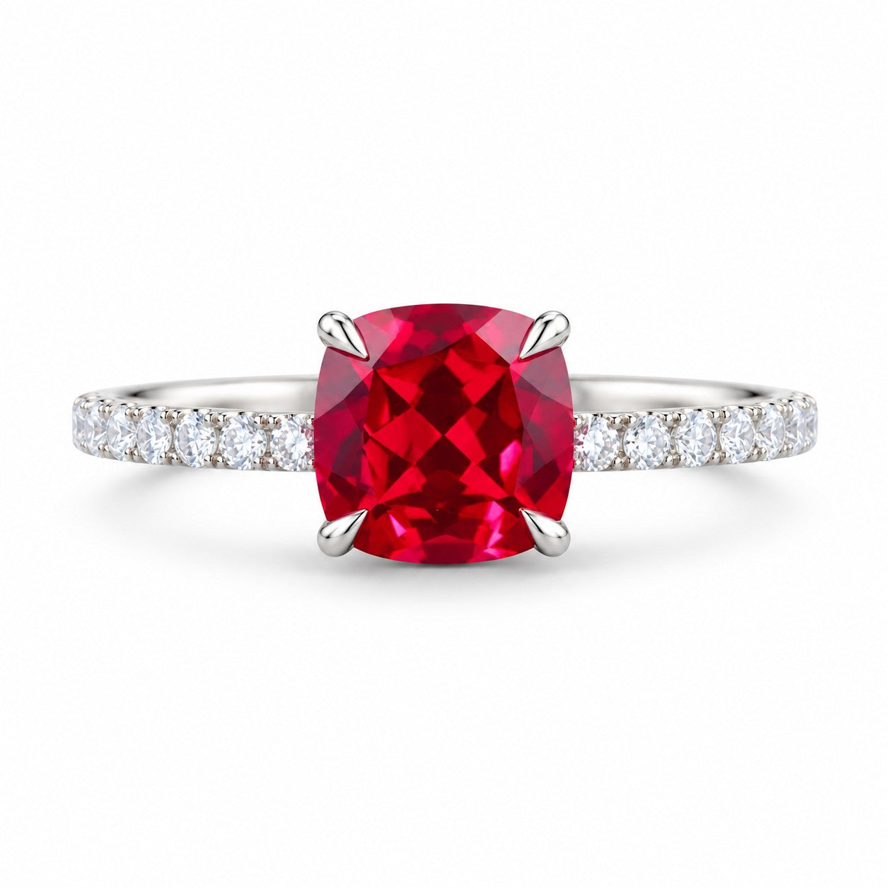 The Lucienne – Square Lab Ruby Ring with Diamond Band – Luther's