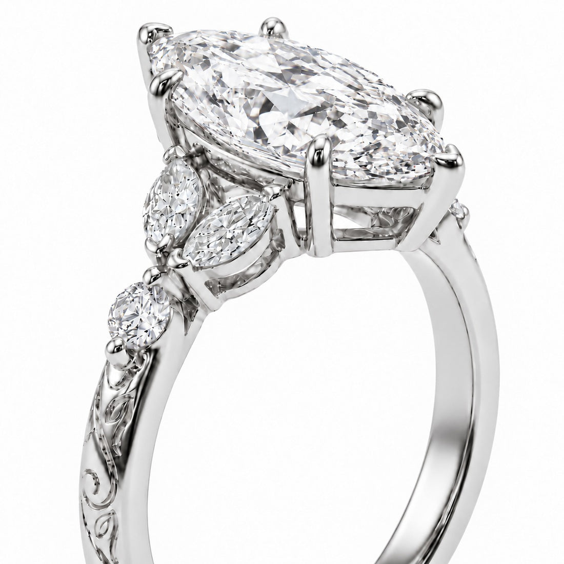 The Rapunzel in 14K white gold, close-up detail
