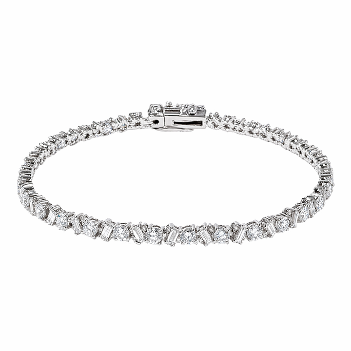 Round & Baguette Lab Diamond Tennis Bracelet — 8ctw (3mm)
