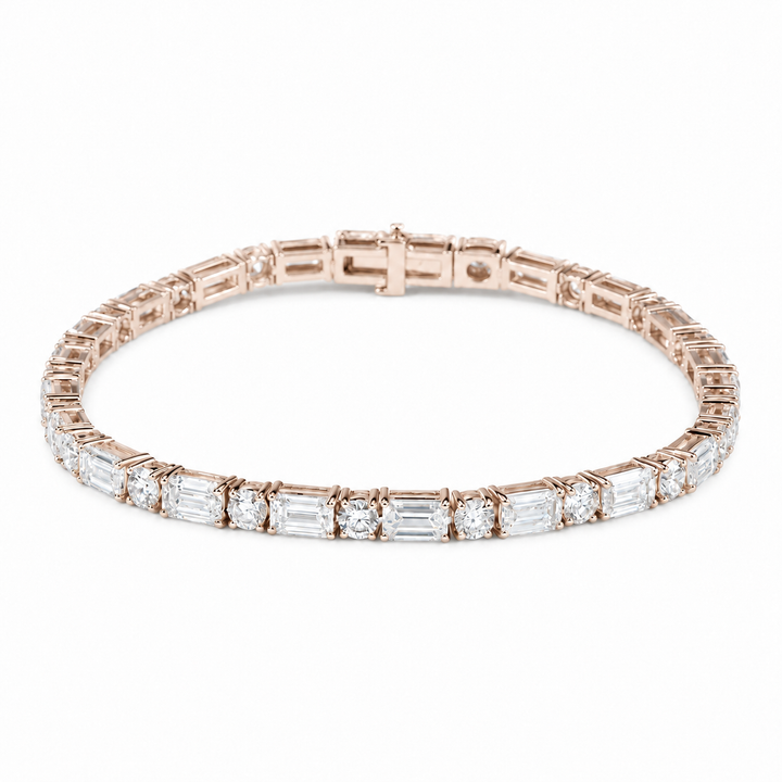 Round & Emerald-Cut Lab Diamond Tennis Bracelet in 14K Rose Gold