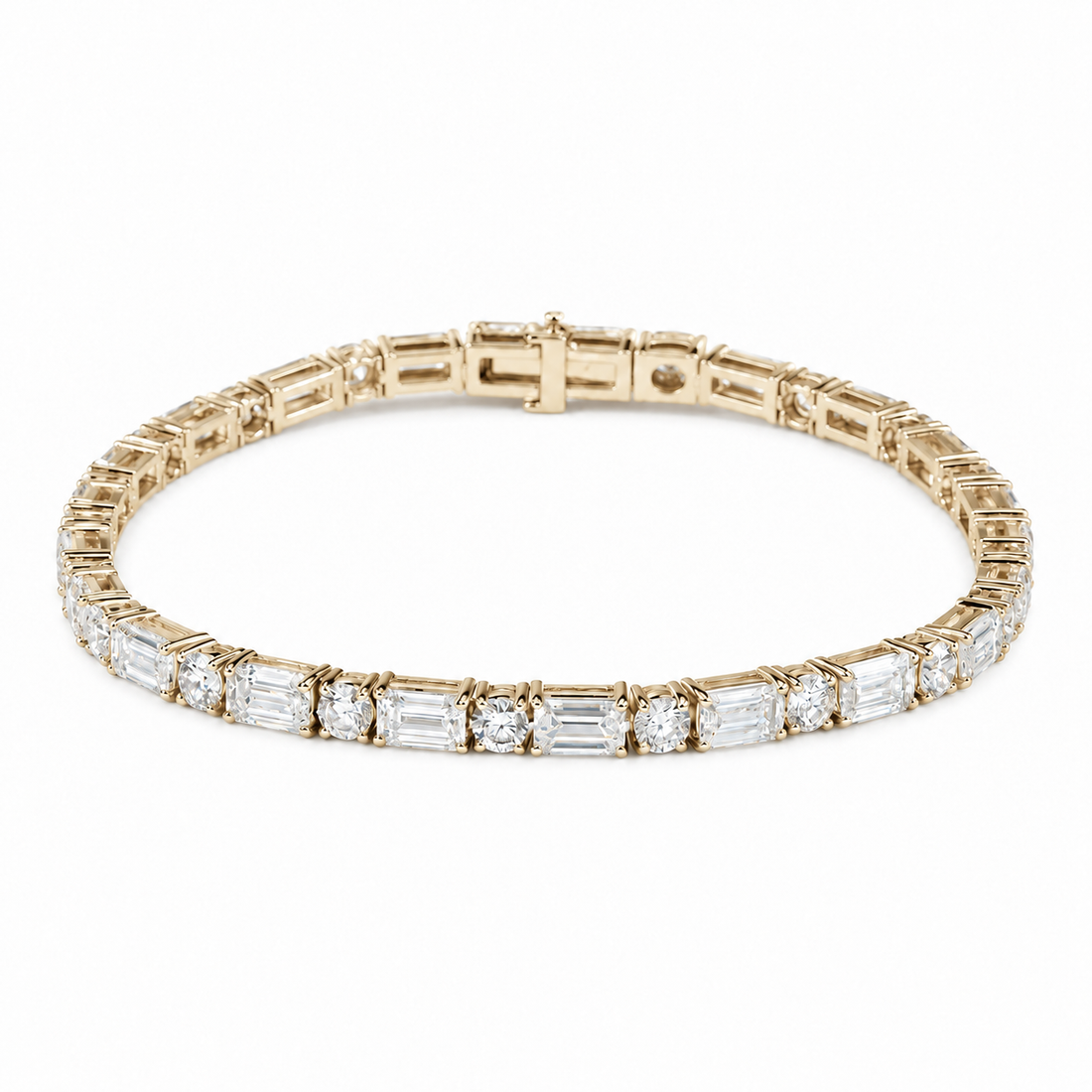 Round & Emerald-Cut Lab Diamond Tennis Bracelet in 14K Yellow Gold