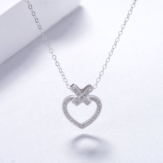 0.5ctw Lab Diamond Pavé-Heart Pendant Necklace in 18K Solid White Gold