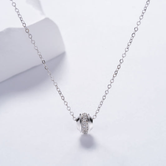 0.5ctw Lab Diamond Stopper Bead Pendant Necklace in 18K Solid White Gold