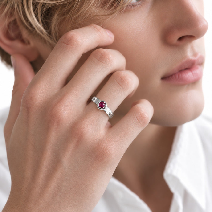 "Calcifer’s Bond" - Ruby/Sapphire Band, 3.5mm