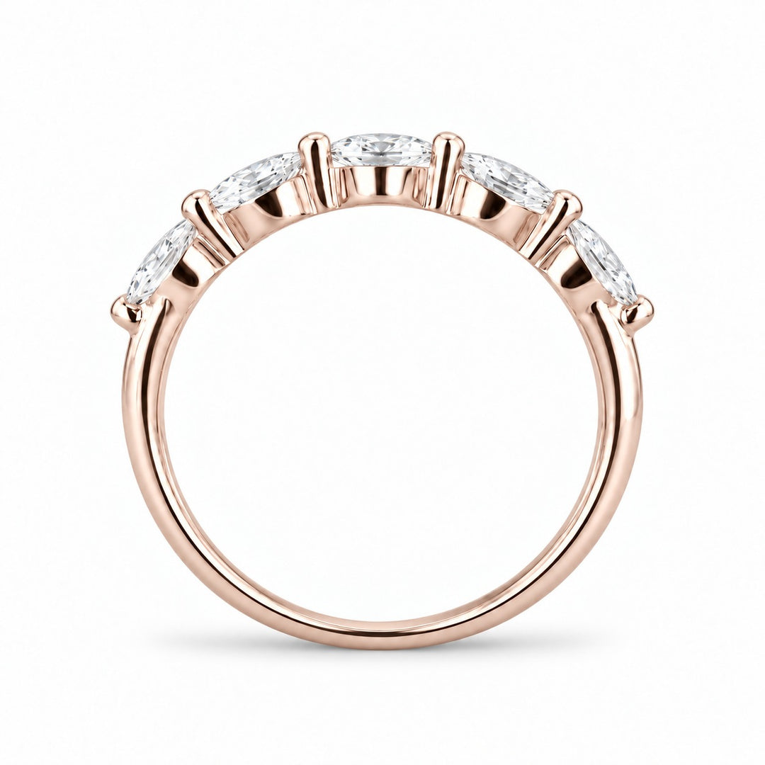 The Maeve Set oval lab sapphire ring and band in 14K rose gold, band profile view