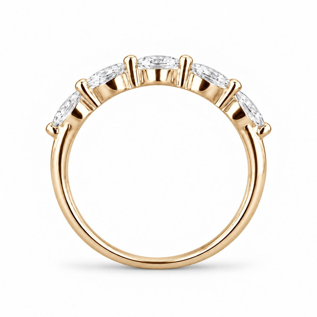 The Maeve Set oval lab sapphire ring and band in 14K yellow gold, band profile view