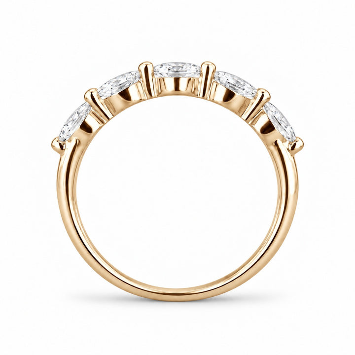 The Maeve Set oval lab sapphire ring and band in 14K yellow gold, band profile view