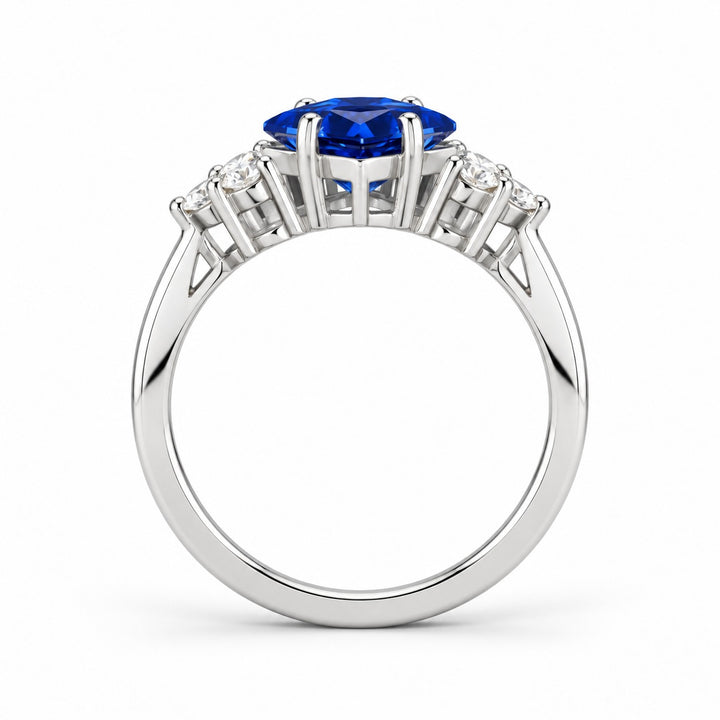 The Vesper princess lab sapphire ring in 14K white gold, profile view