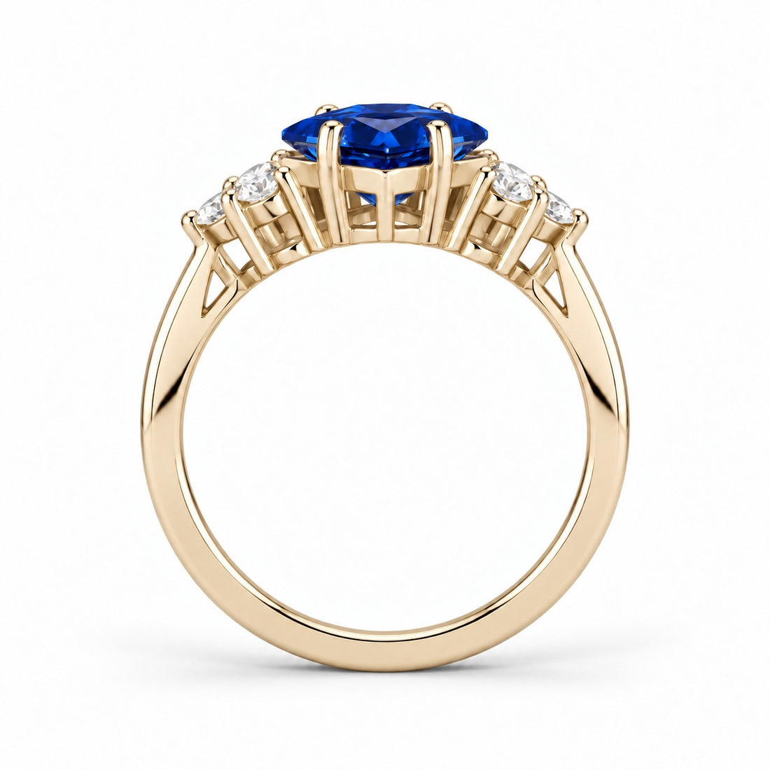 The Vesper princess lab sapphire ring in 14K yellow gold, profile view