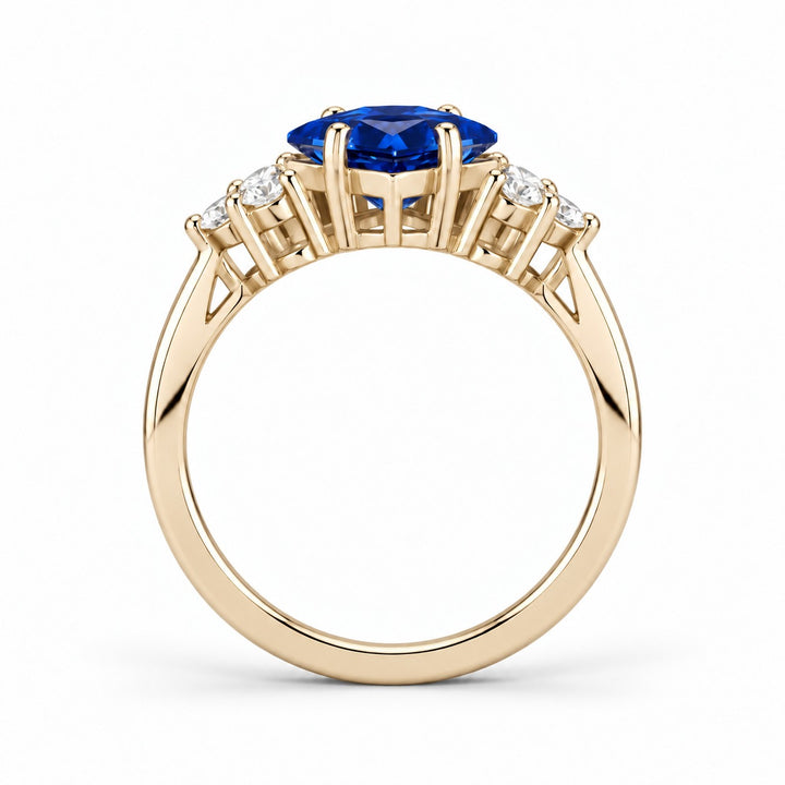The Vesper princess lab sapphire ring in 14K yellow gold, profile view