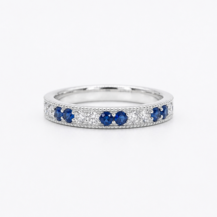 Sapphire & Diamond Eternity Vintage Band (2.5mm, 1.25ctw)