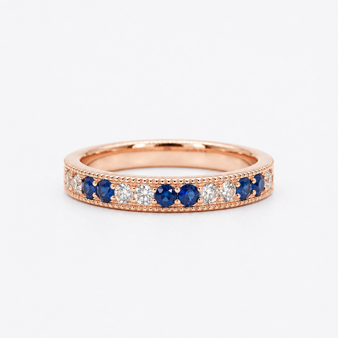Sapphire & Diamond Eternity Vintage Band (2.5mm, 1.25ctw)