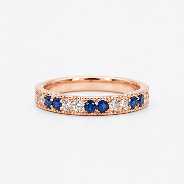 Sapphire & Diamond Eternity Vintage Band (2.5mm, 1.25ctw)