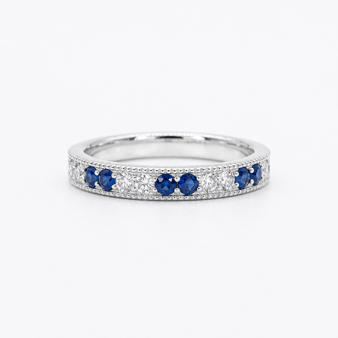Sapphire & Diamond Eternity Vintage Band (2.5mm, 1.25ctw)