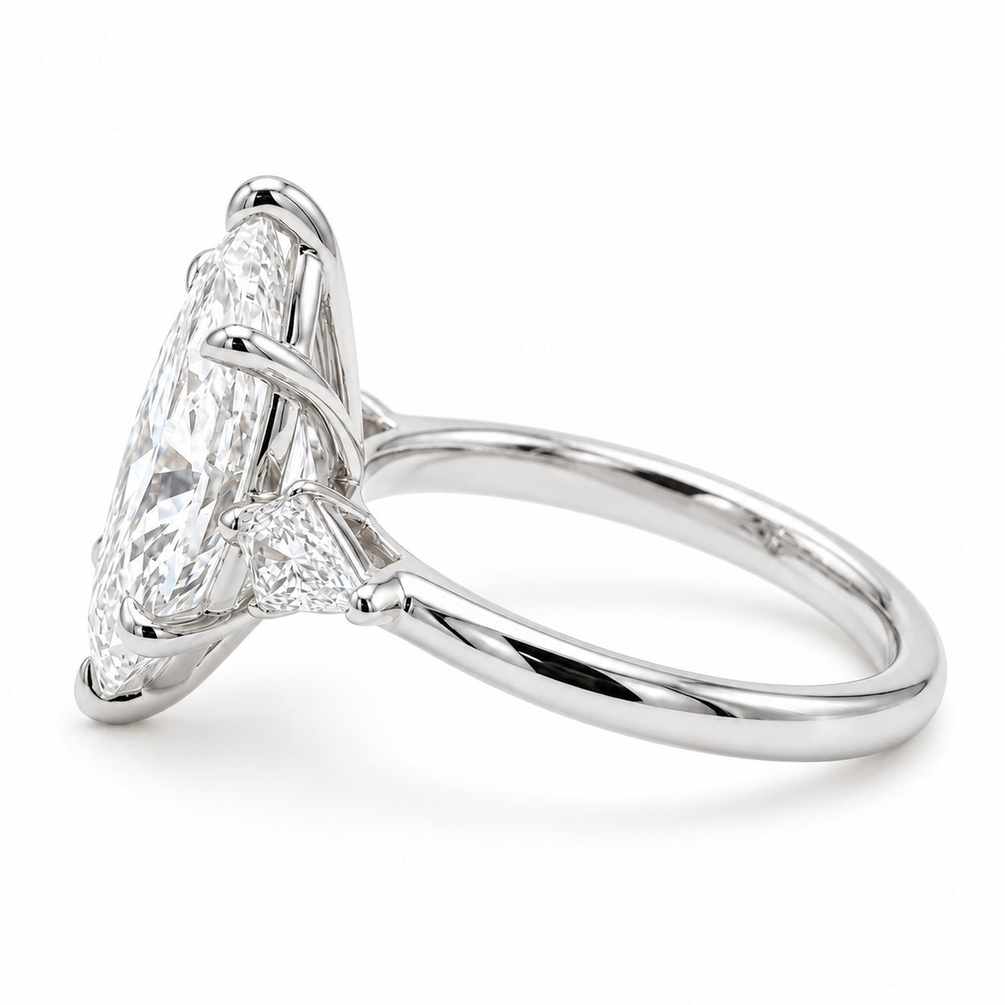 The Seraphine marquise lab diamond three-stone ring, view 6