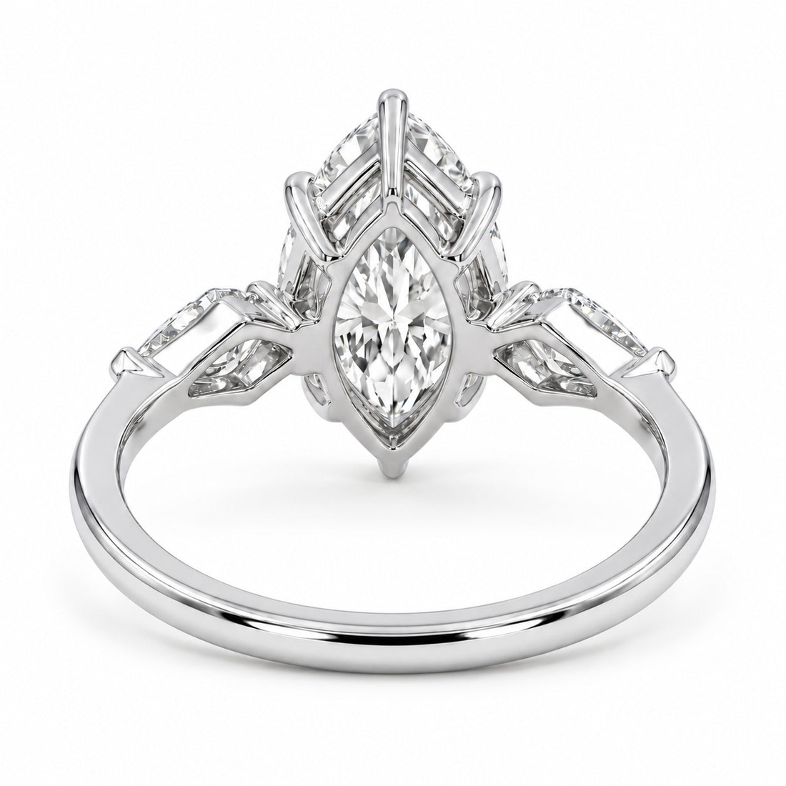 The Seraphine marquise lab diamond three-stone ring, view 7