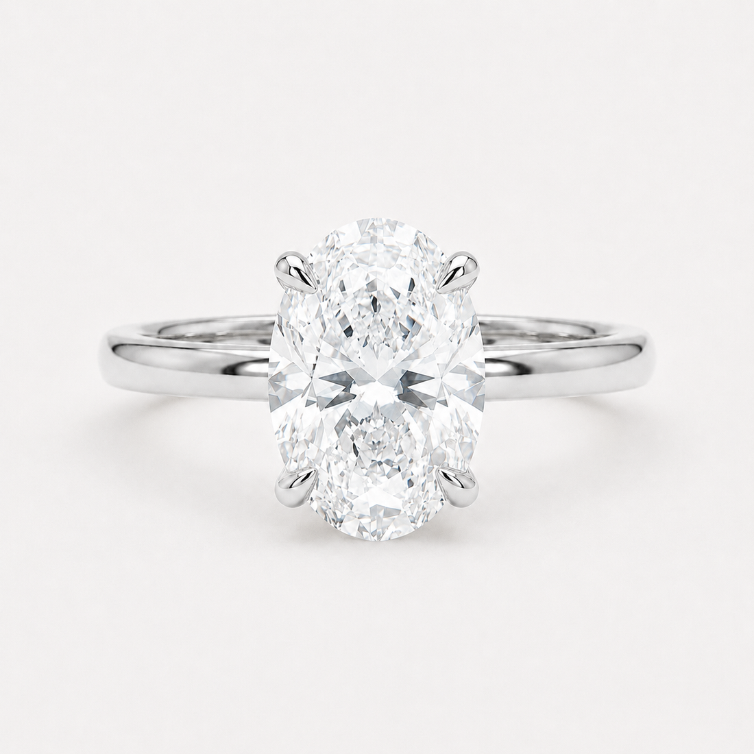 Oval lab diamond engagement ring in platinum
