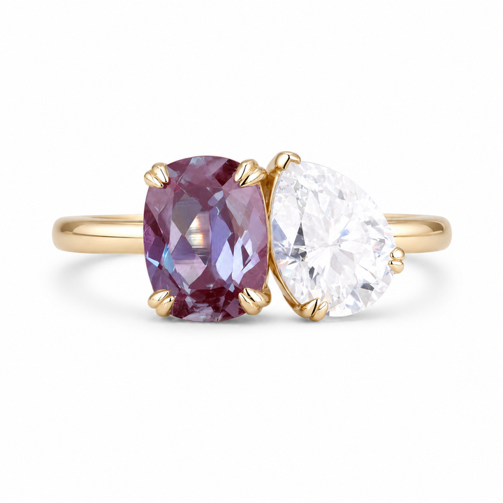 The Solenne — Alexandrite & Diamond Toi et Moi Ring