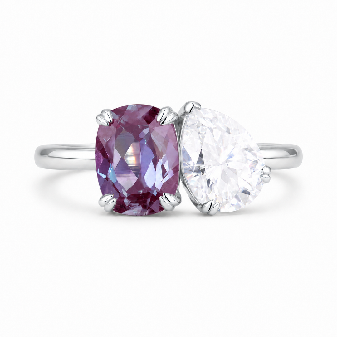 The Solenne — Alexandrite & Diamond Toi et Moi Ring