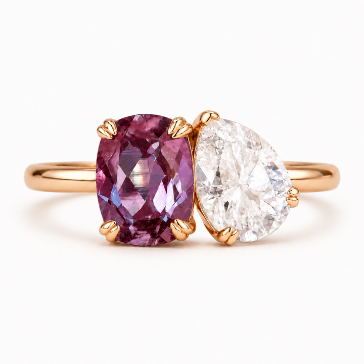 The Solenne — Alexandrite & Diamond Toi et Moi Ring
