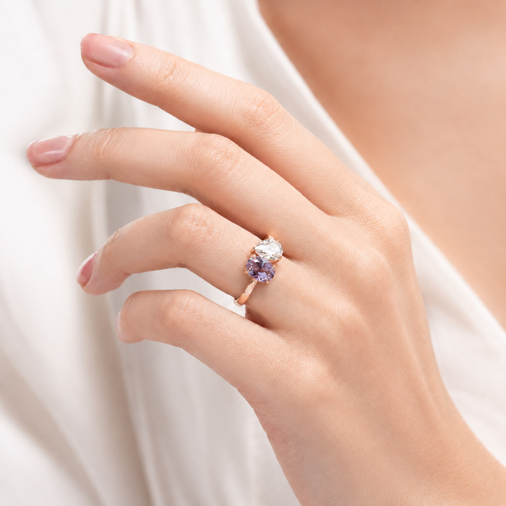 The Solenne — Alexandrite & Diamond Toi et Moi Ring