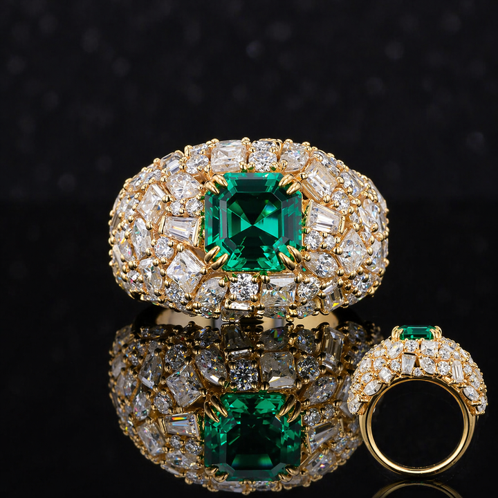 The Sovereign — Pavé Emerald Ring