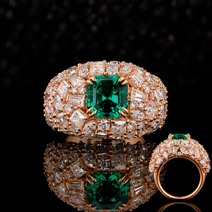 The Sovereign — Pavé Emerald Ring