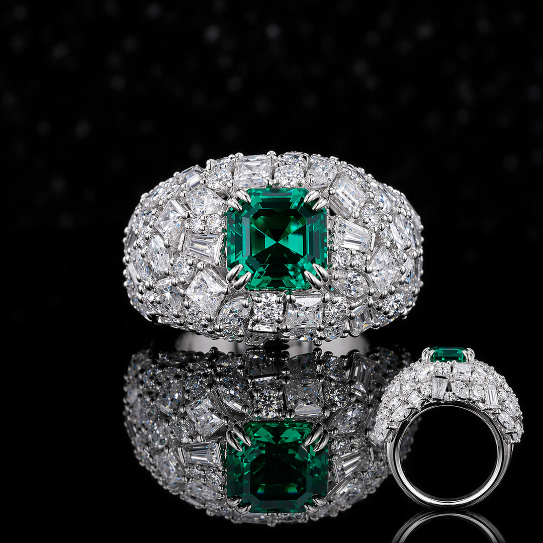The Sovereign — Pavé Emerald Ring