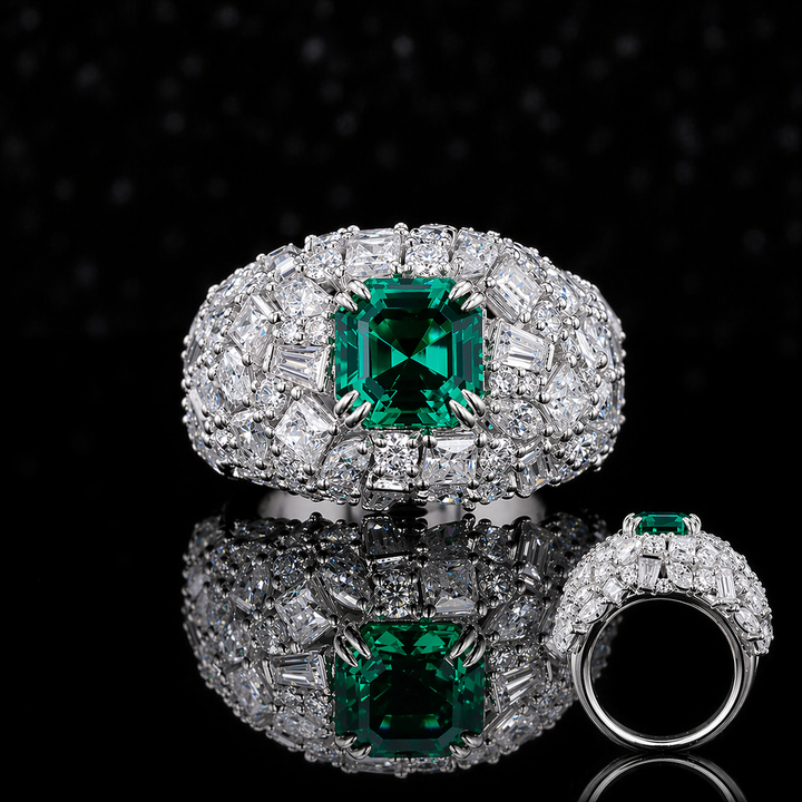 The Sovereign — Pavé Emerald Ring