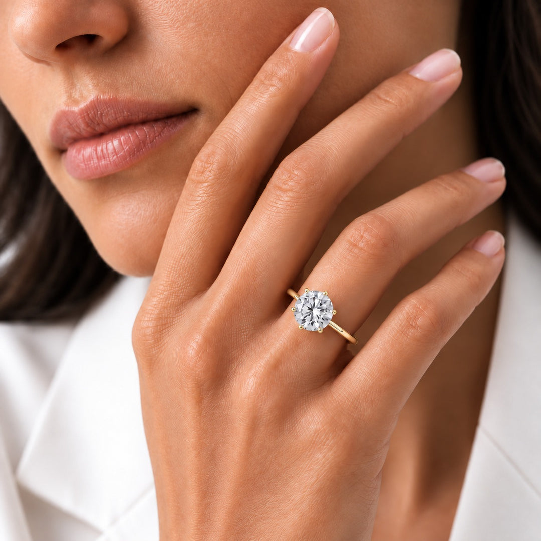 The Tiffany in 14K yellow gold, on the hand