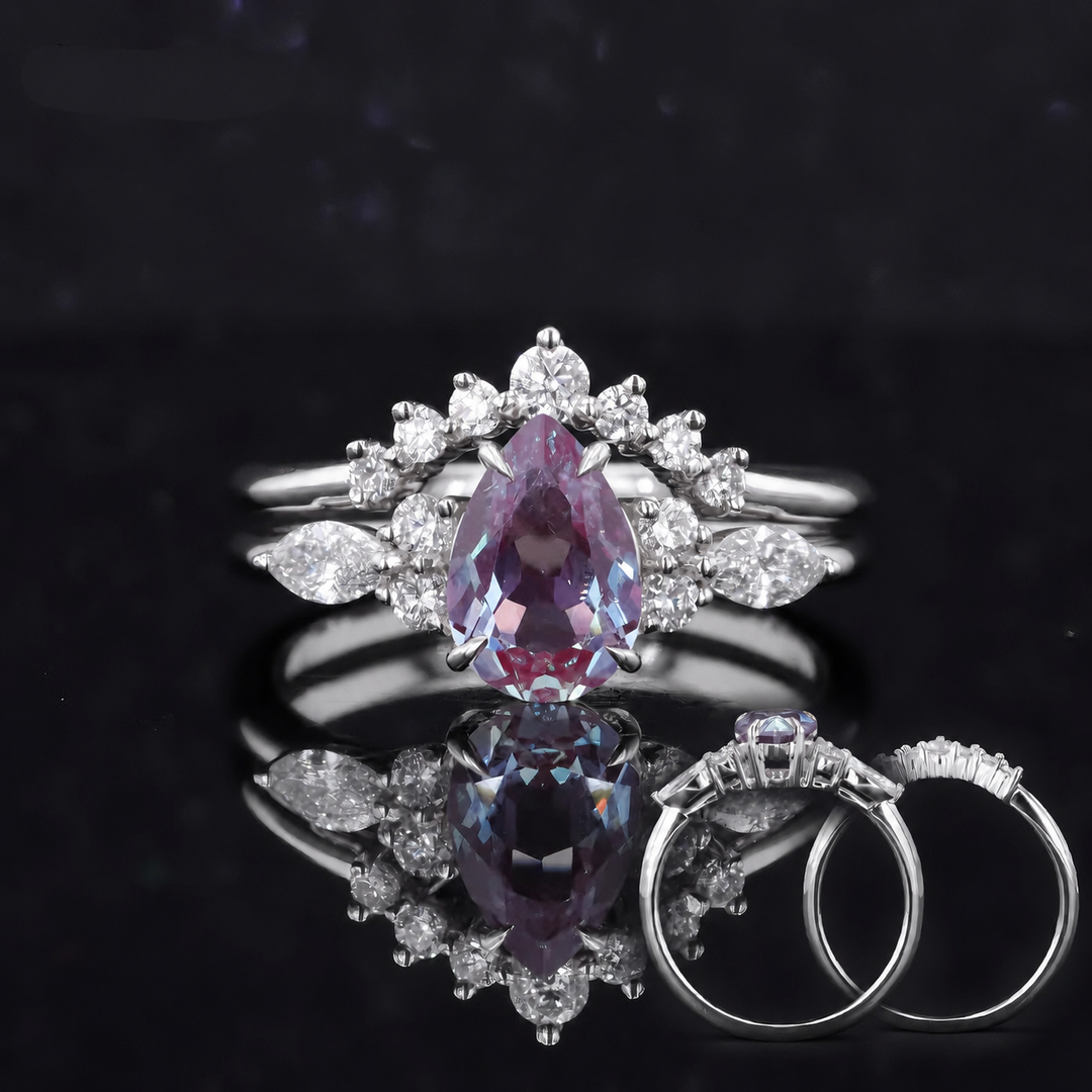 The Vespera — Pear Alexandrite Crown Ring