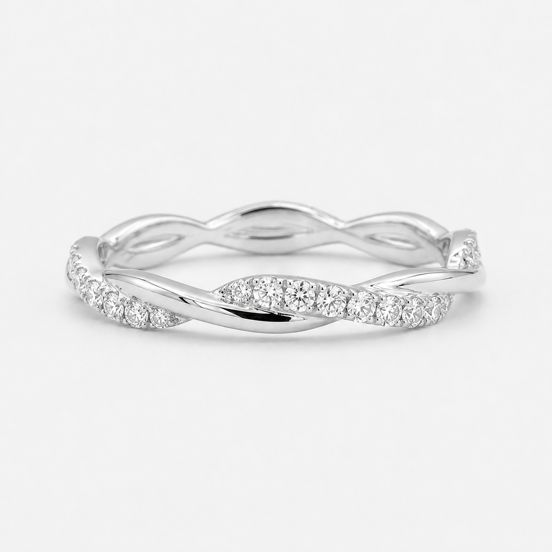 The Vine Twist — 1.8mm Diamond Wedding Band (0.20ctw)