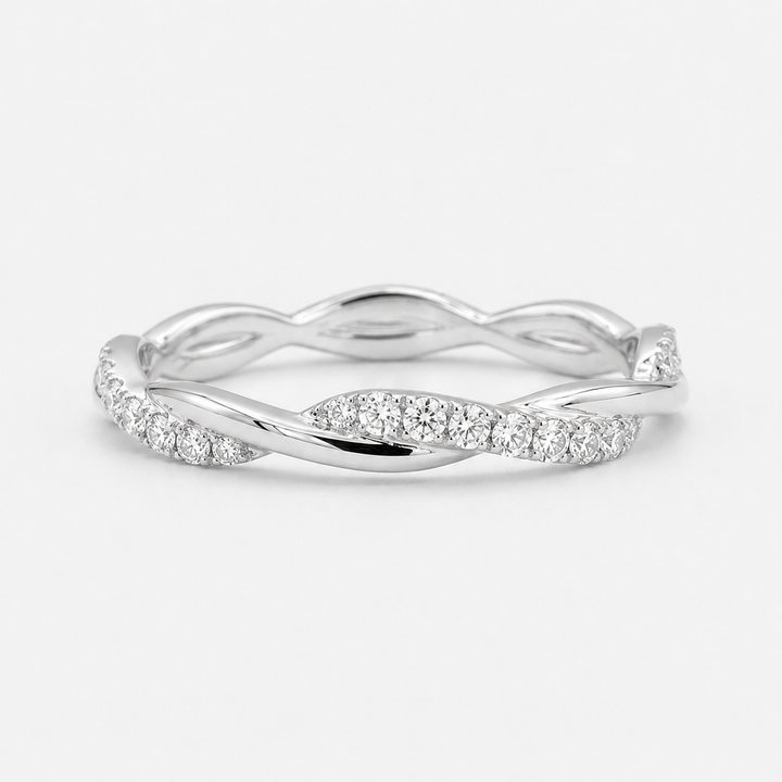 The Vine Twist — 1.8mm Diamond Wedding Band (0.20ctw)